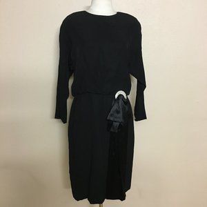vintage Helga Rhinestone satin Black dress